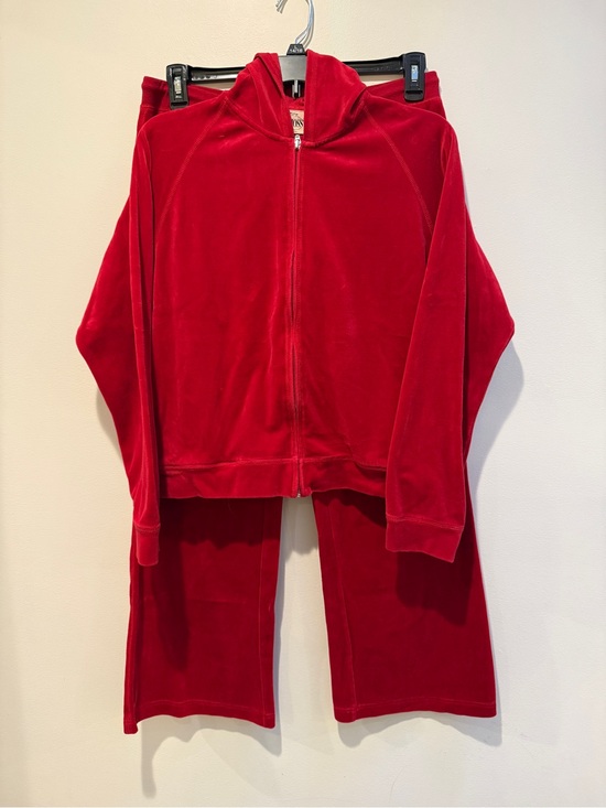 Tailor B. Moss Pants - Y2K Vintage Tailor B. Moss Red Velour Track Jacket & Wide-Leg Joggers